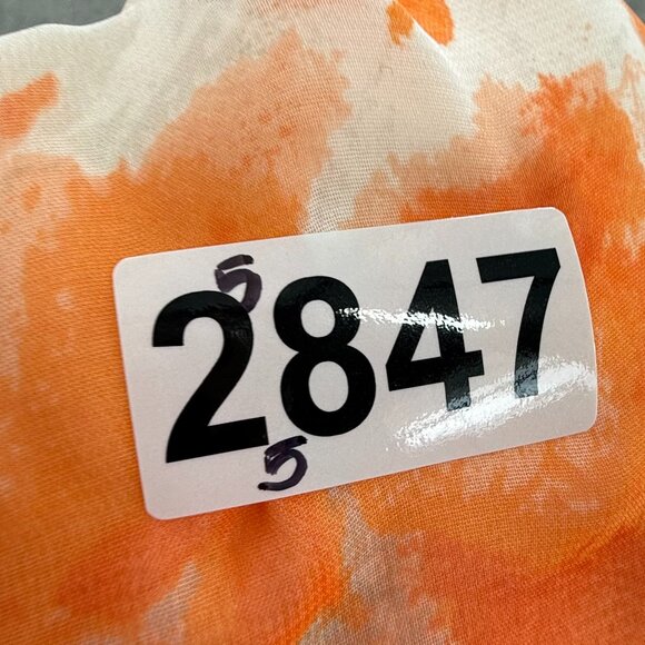 ELLE Sundress Medium Orange & White Lined Sleeveless Scoop Neck Belt Tie include - Picture 13 of 13